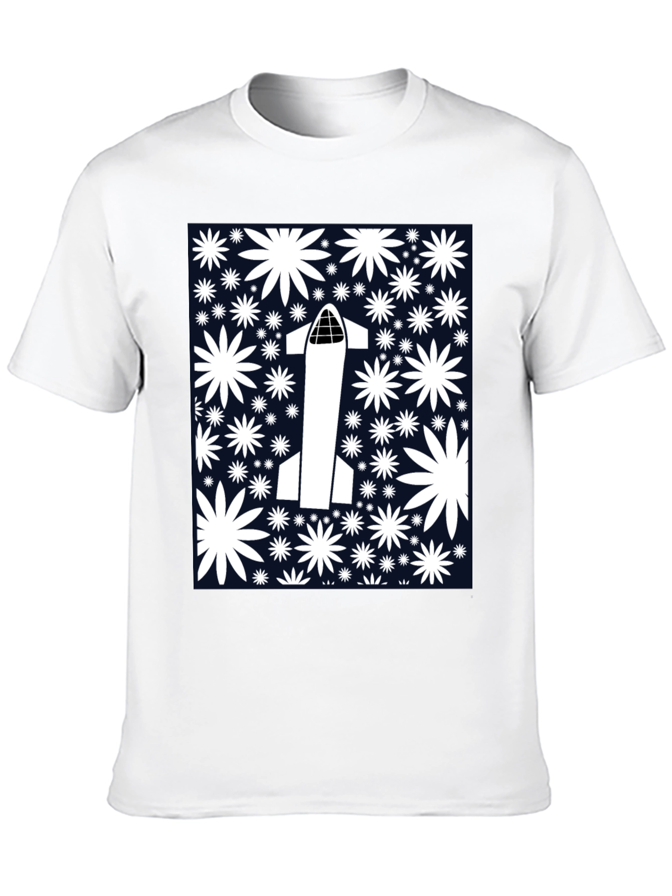Starship Launch T-Shirt - Floral Space Design