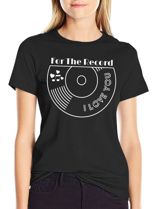 I Love You Record Graphic Black T-Shirt