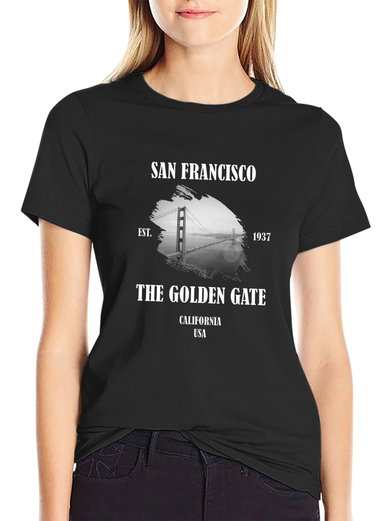 San Francisco Golden Gate Bridge Black T-Shirt