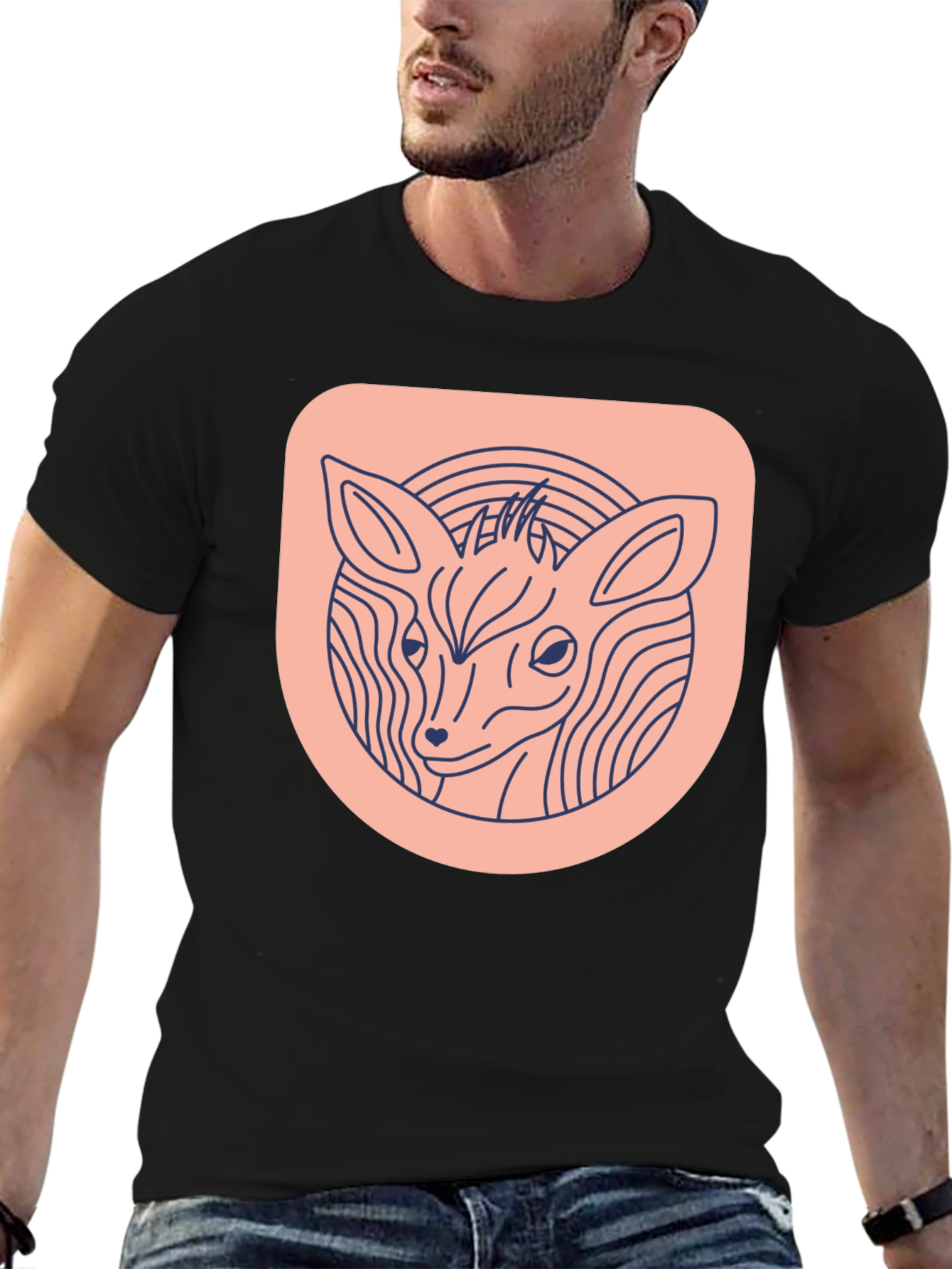 Deer Line Art Graphic Tee - Modern Unisex T-Shirt