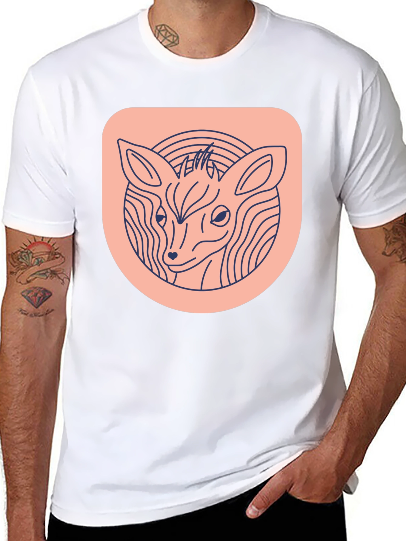 Deer Line Art Graphic Tee - Modern Unisex T-Shirt