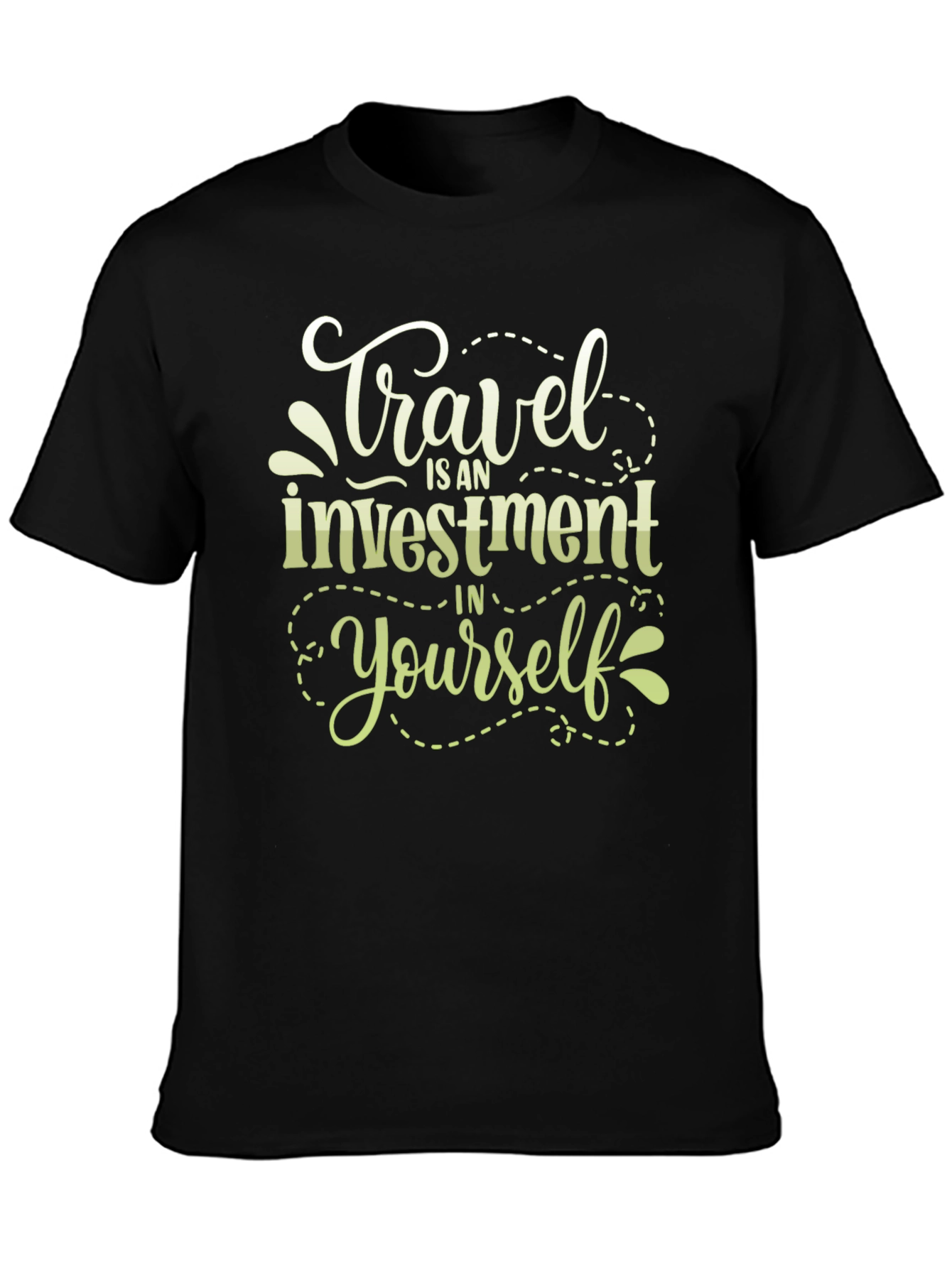 Travel Investment T-Shirt - Black Crew Neck Tee