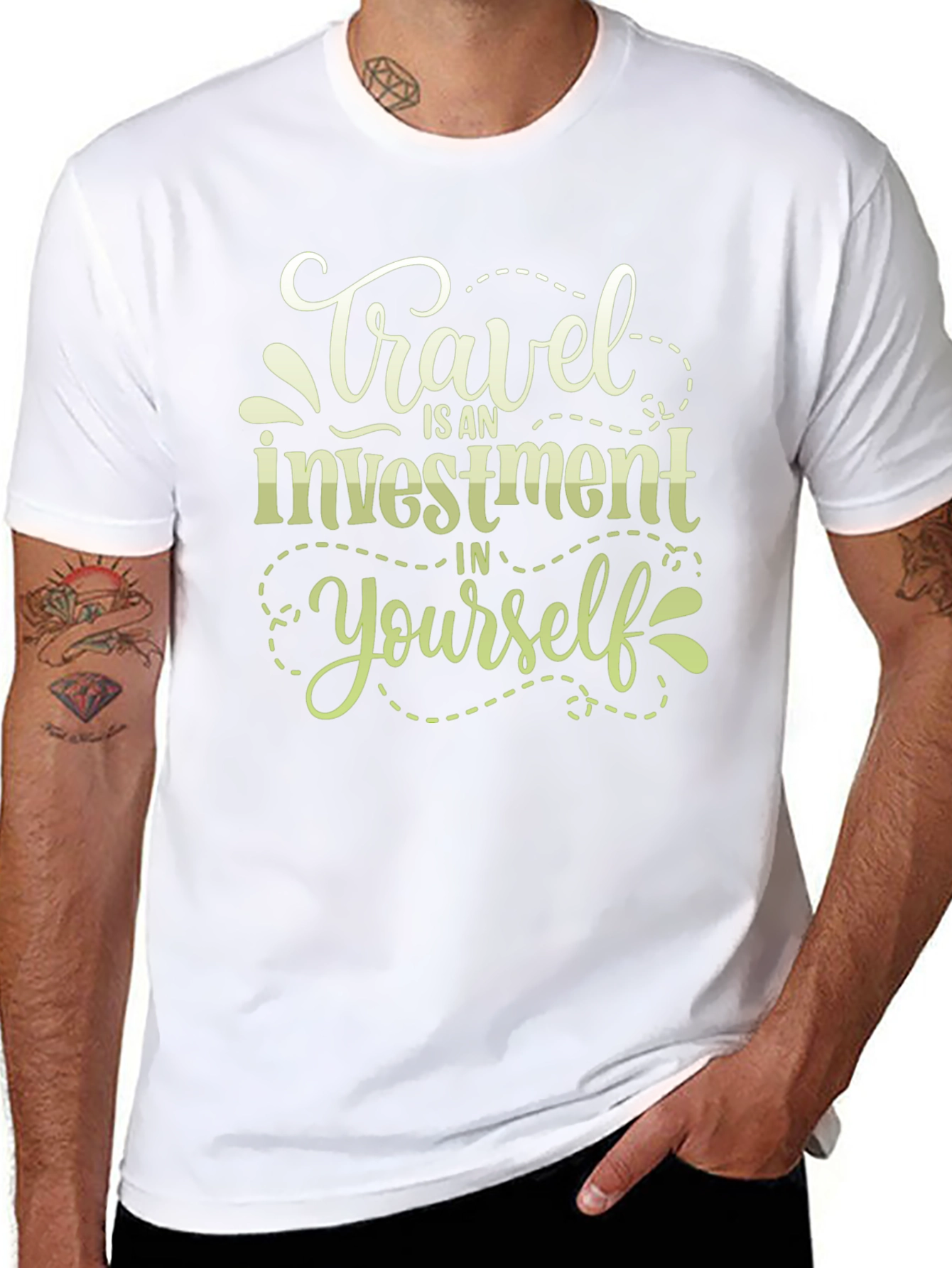 Travel Investment T-Shirt - Black Crew Neck Tee