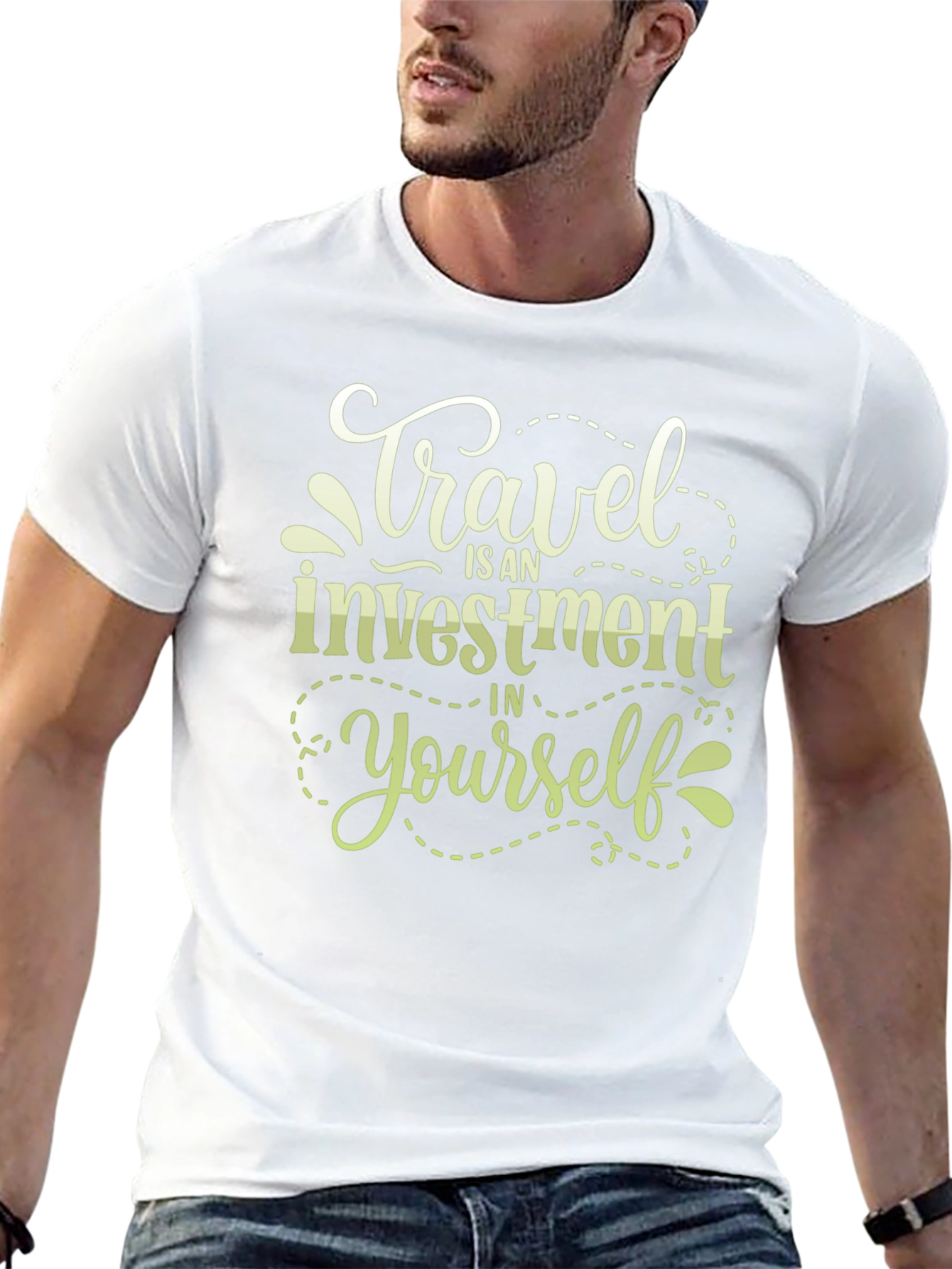 Travel Investment T-Shirt - Black Crew Neck Tee