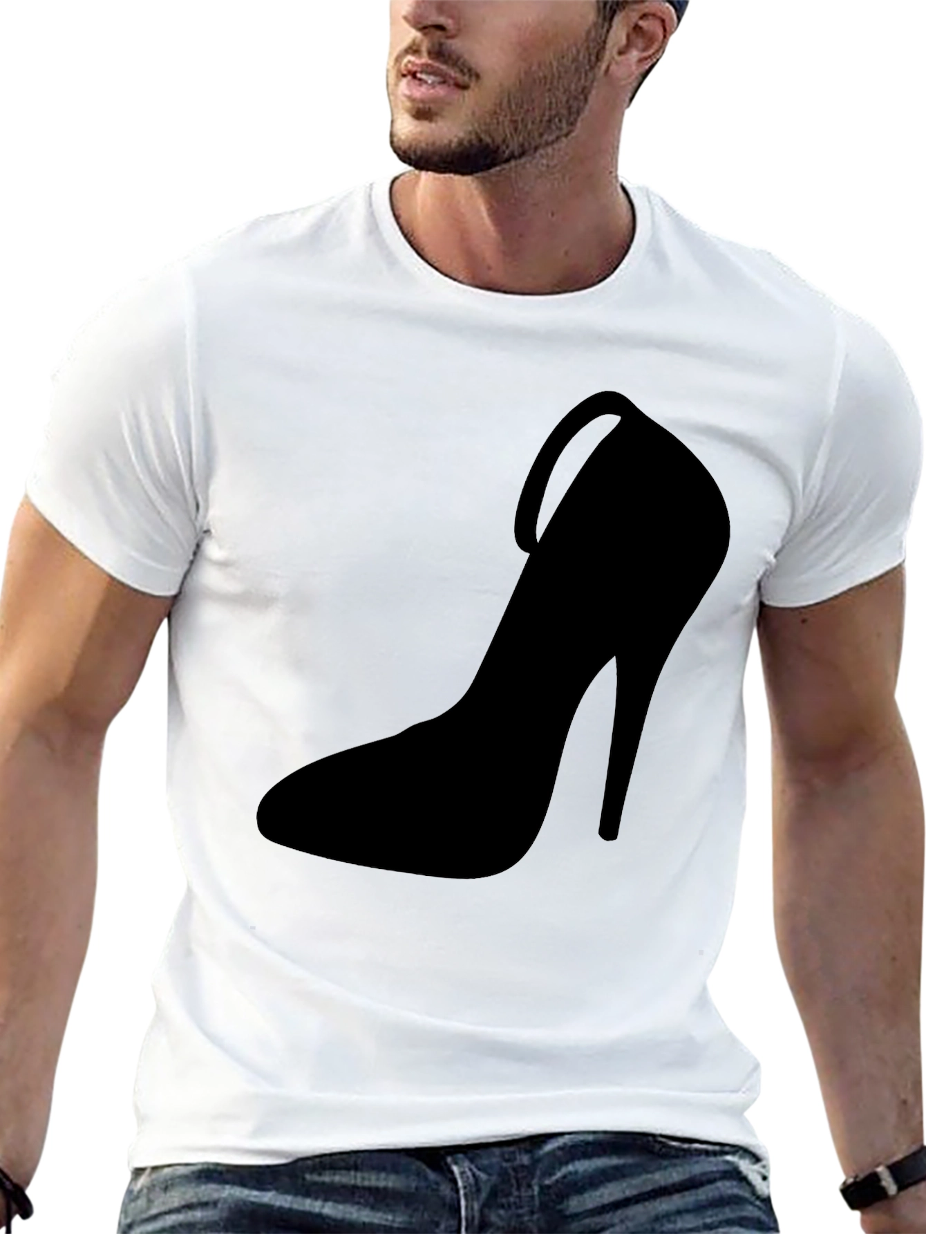 Stiletto Heel Graphic Tee - Bold Black Fashion T-Shirt