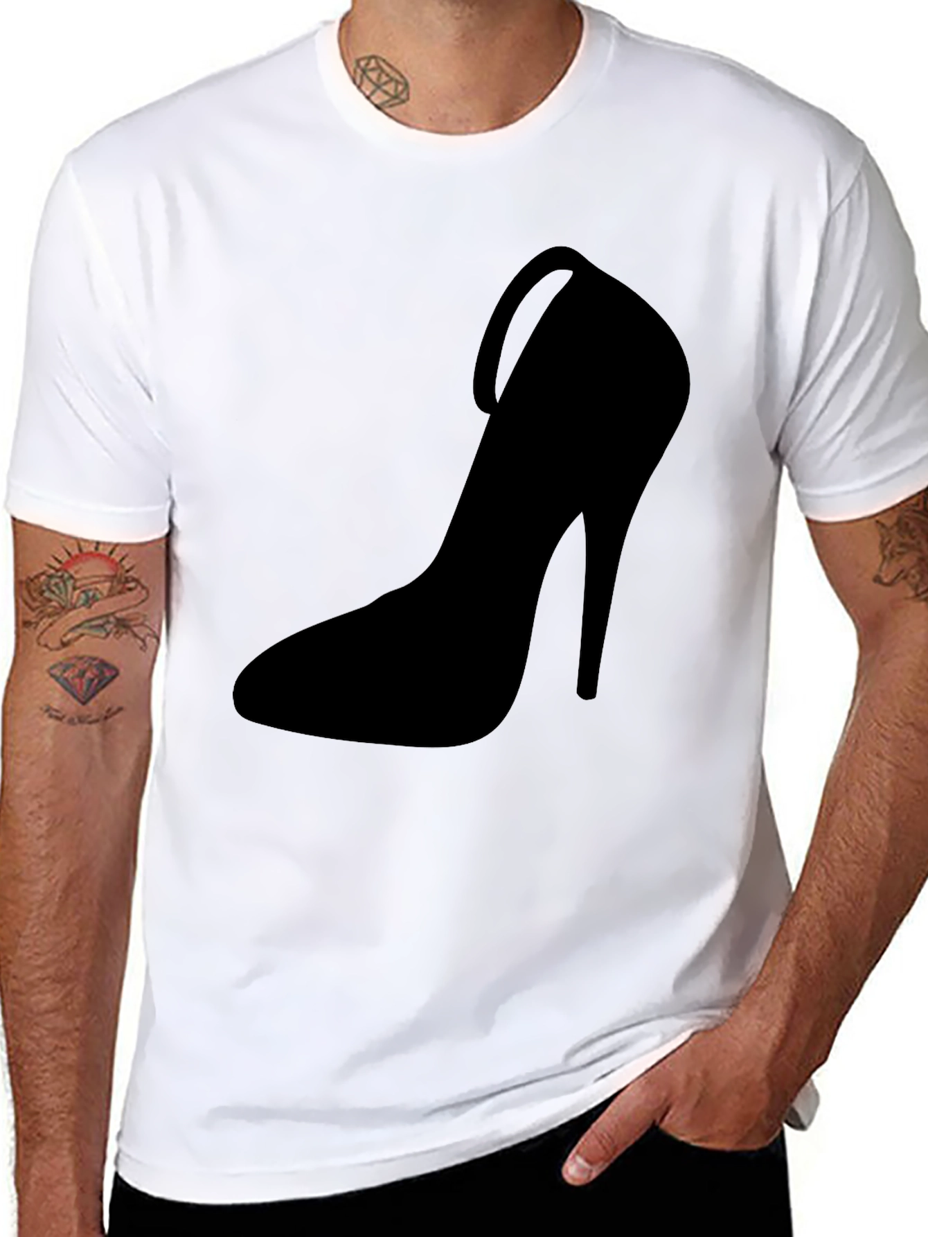 Stiletto Heel Graphic Tee - Bold Black Fashion T-Shirt