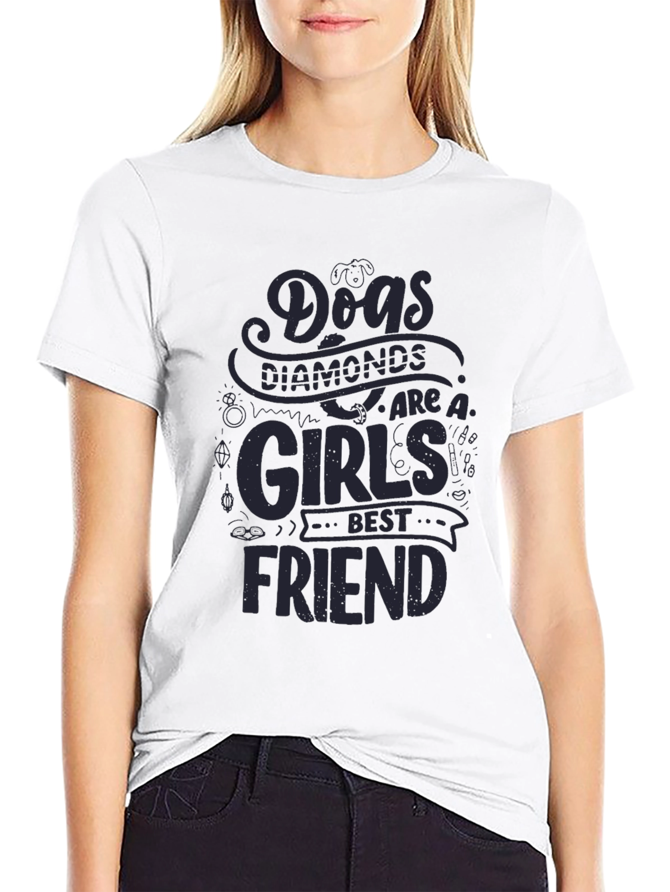 Dogs Diamonds Girls Best Friend Graphic Tee