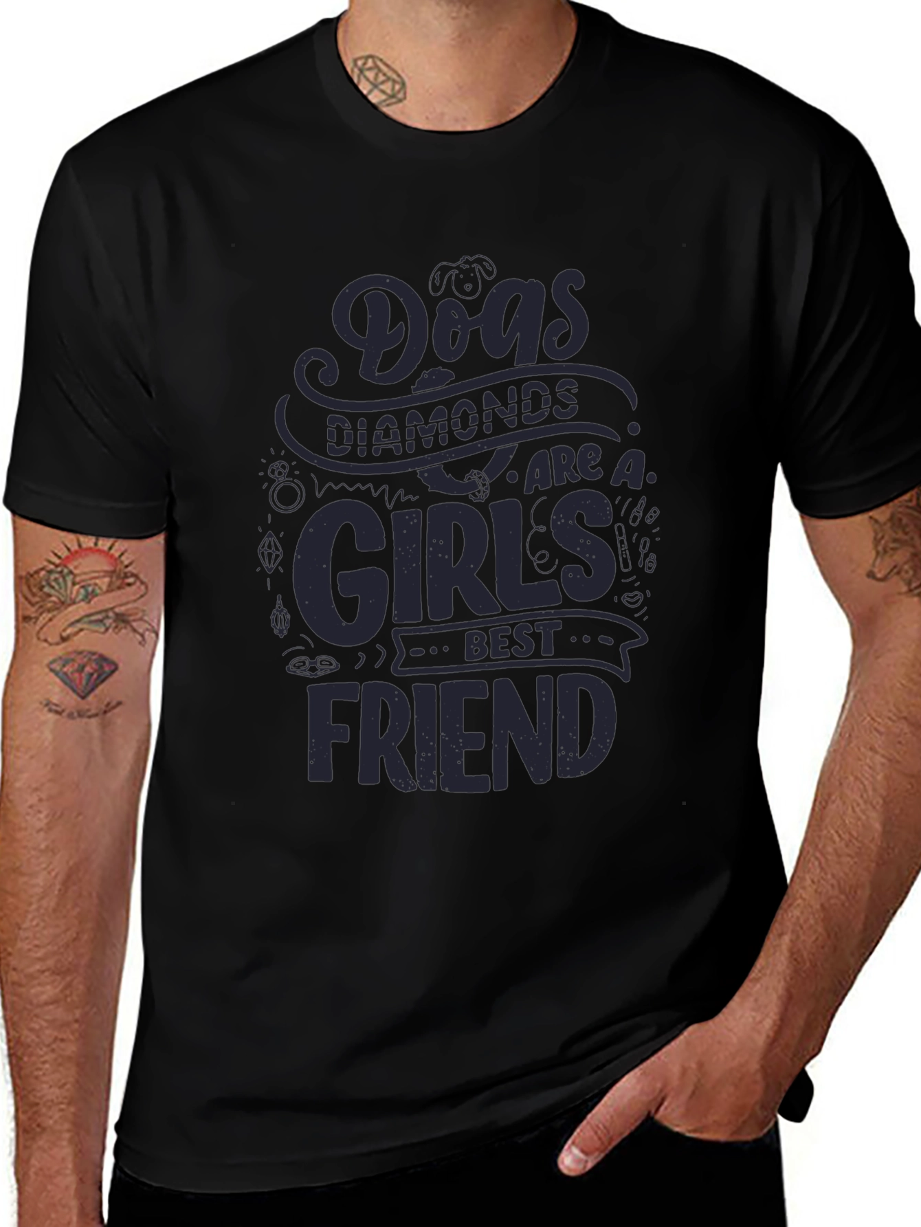 Dogs Diamonds Girls Best Friend Graphic Tee