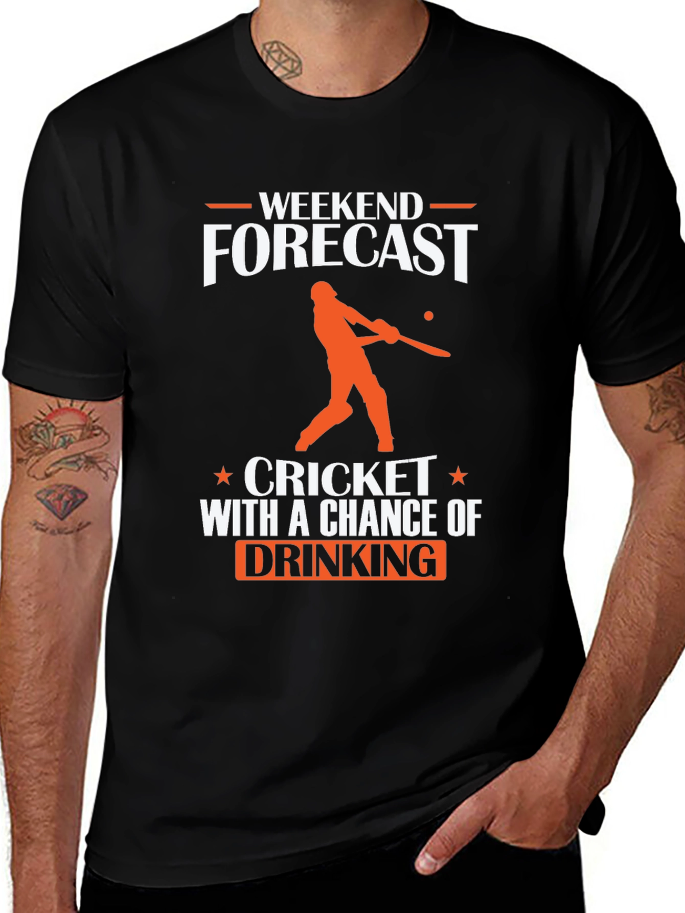 Weekend Forecast Cricket & Drinking T-Shirt