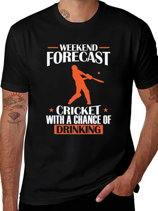 Weekend Forecast Cricket & Drinking T-Shirt