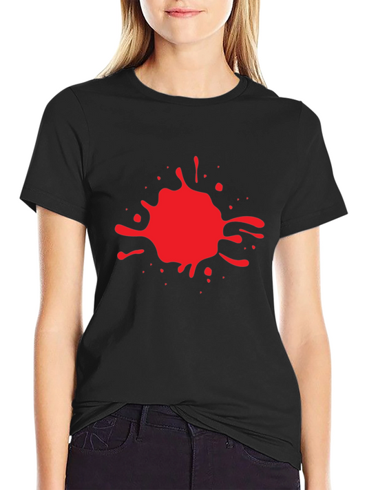 Red Splash Graphic Print Black T-Shirt