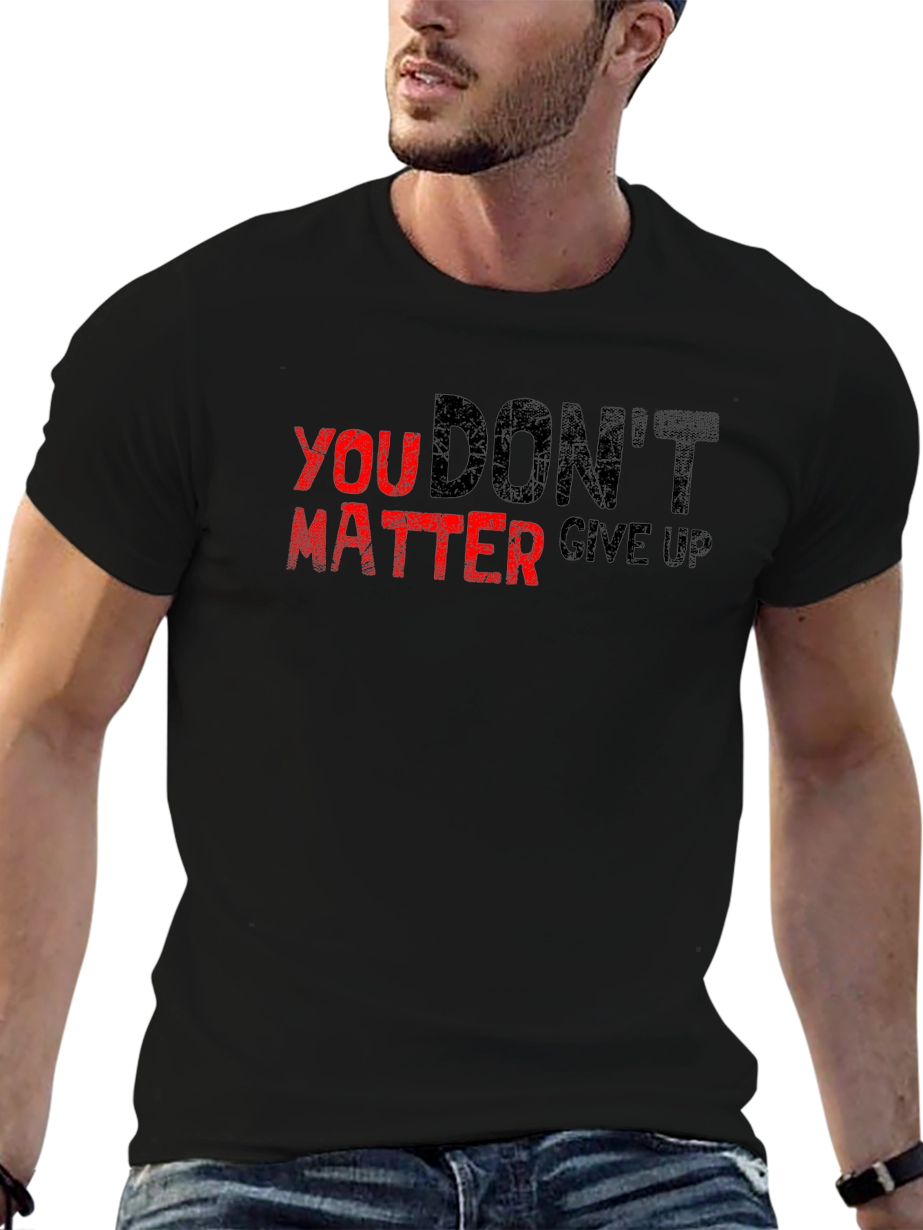 Motivational T-Shirt - Dont Give Up - Black
