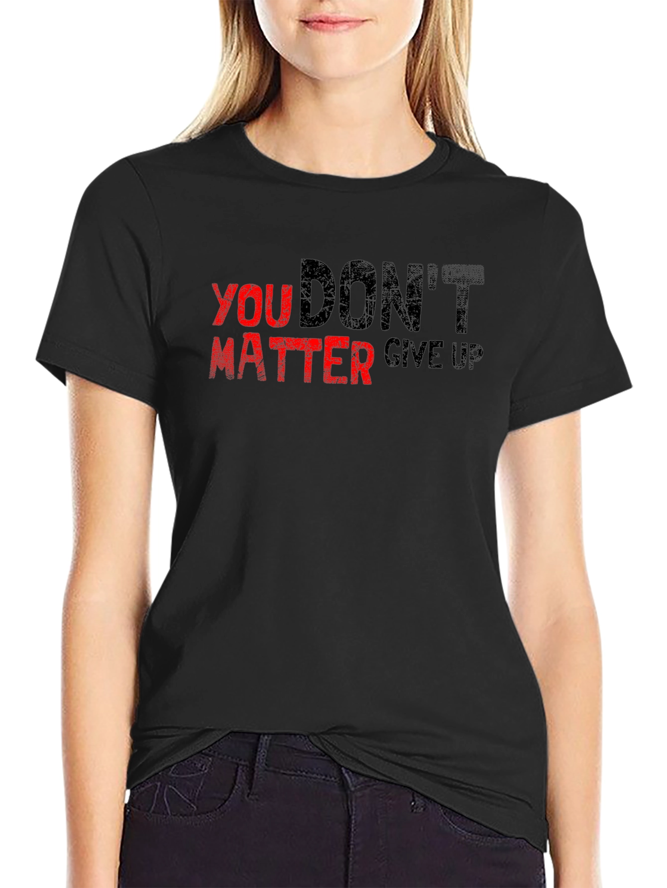 Motivational T-Shirt - Dont Give Up - Black