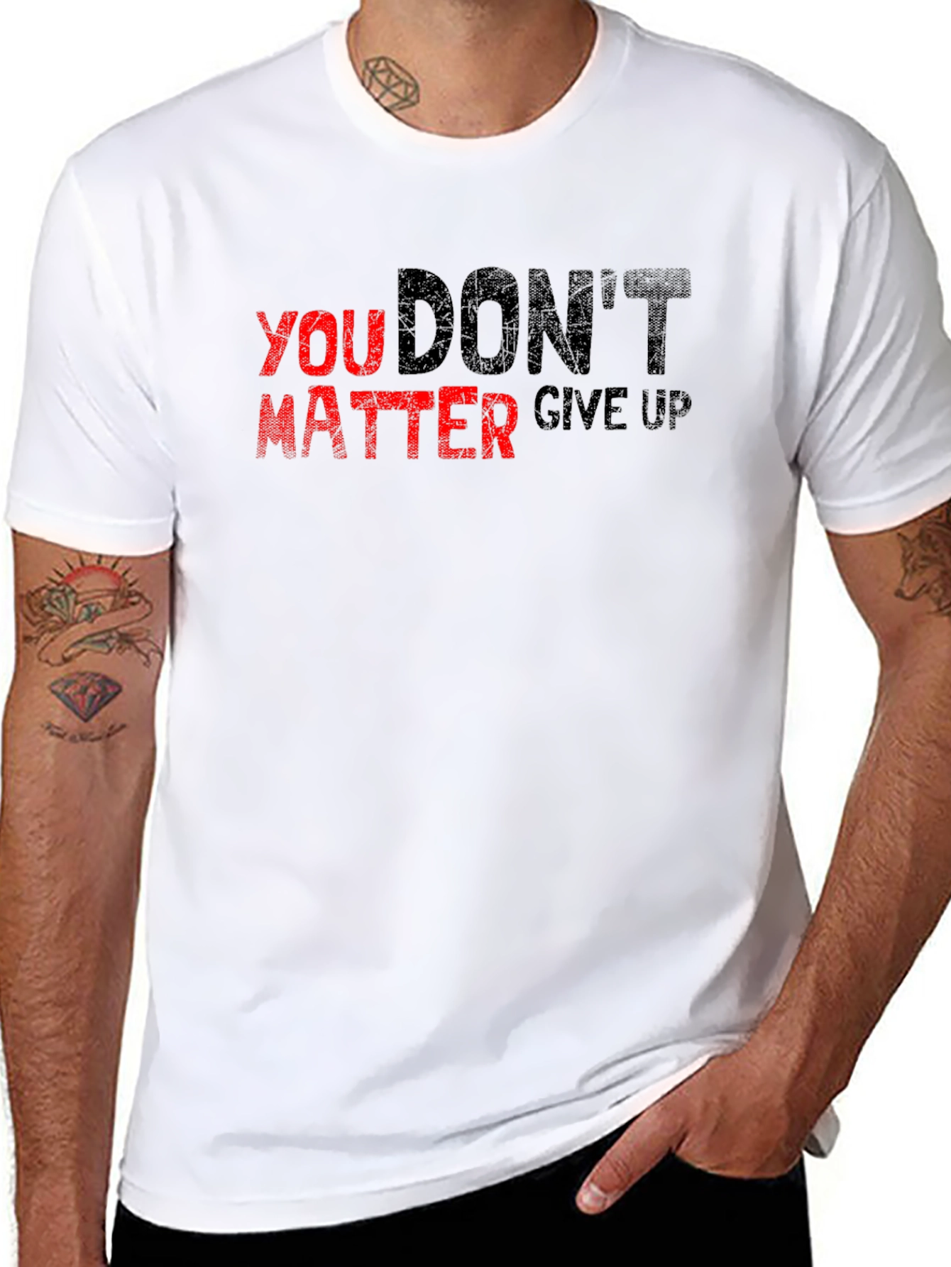 Motivational T-Shirt - Dont Give Up - Black