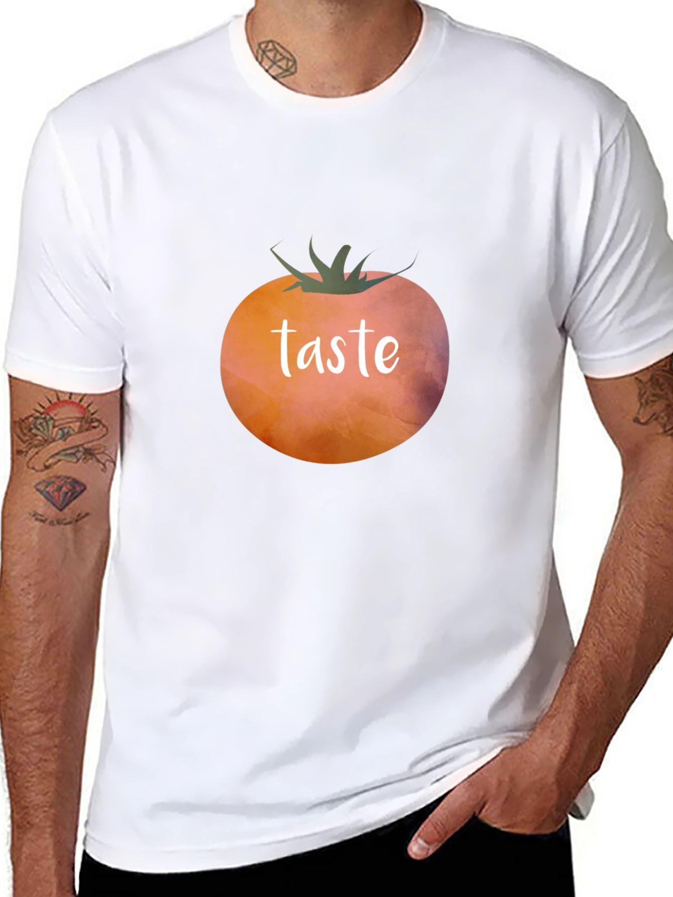 Taste Tomato Graphic Tee - Black Cotton Casual Shirt