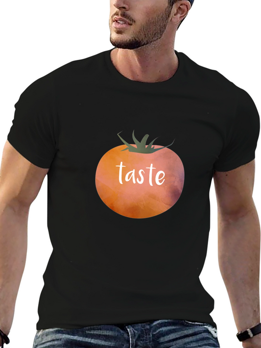 Taste Tomato Graphic Tee - Black Cotton Casual Shirt