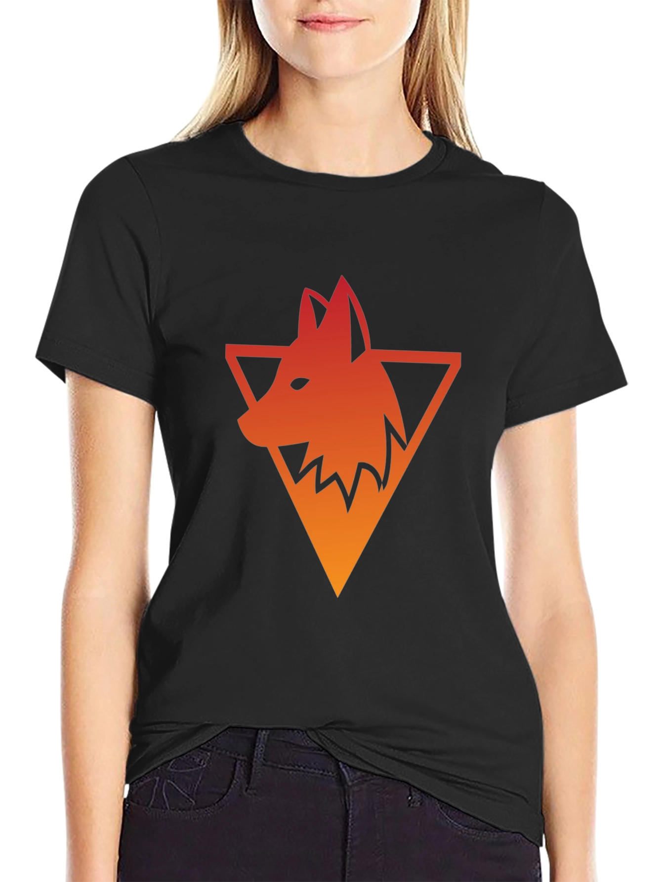 Triangle Wolf Graphic Tee - Mens Black T-Shirt