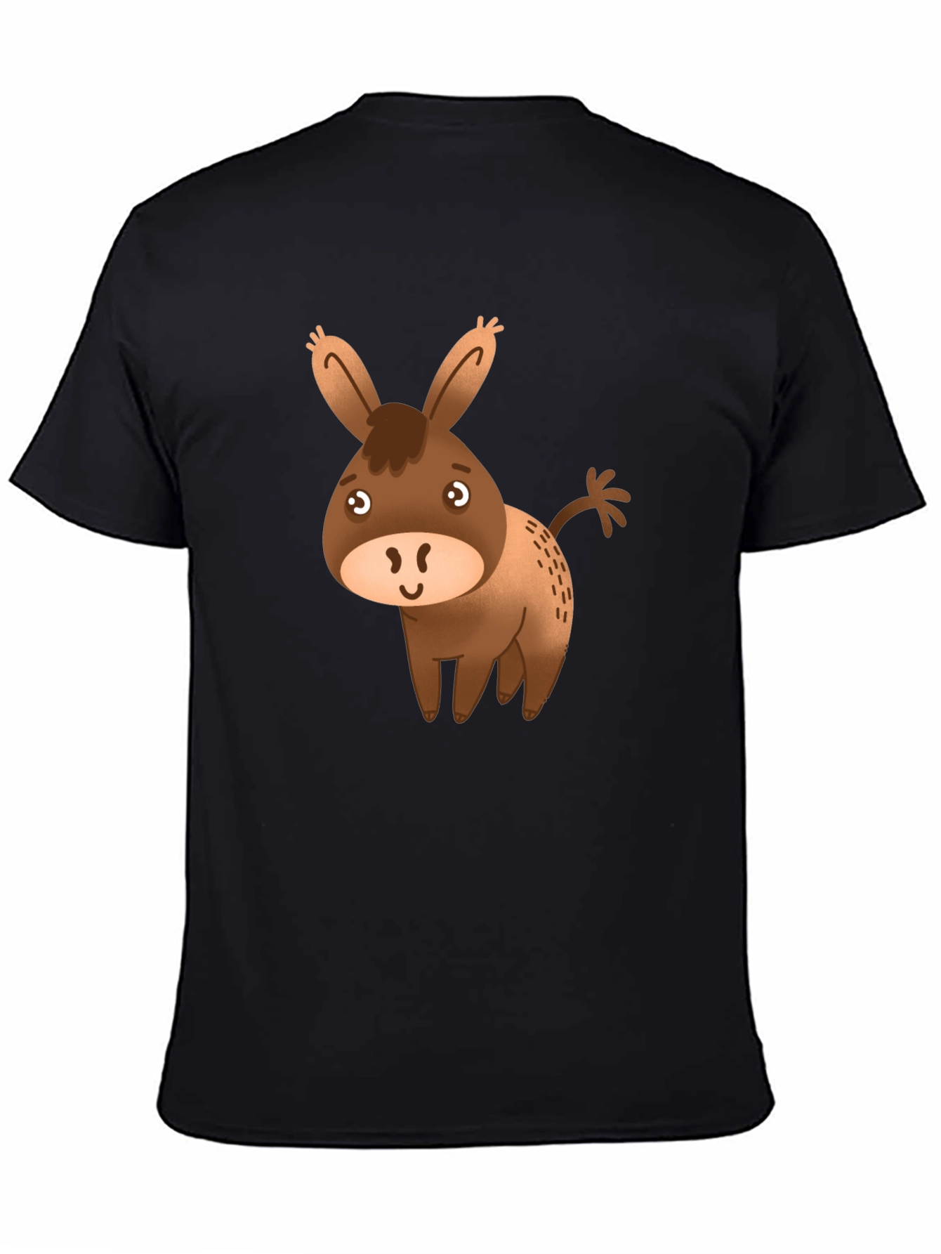 Cute Donkey Graphic Tee - Black Cotton Blend