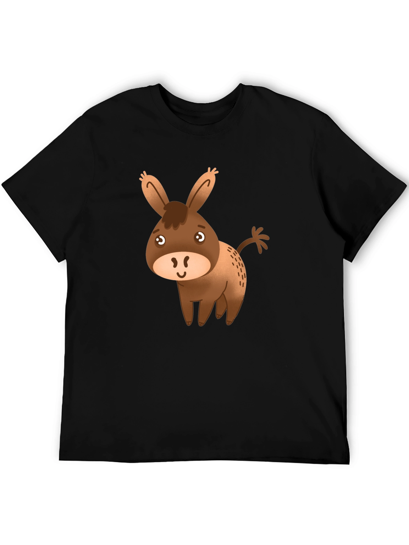 Cute Donkey Graphic Tee - Black Cotton Blend