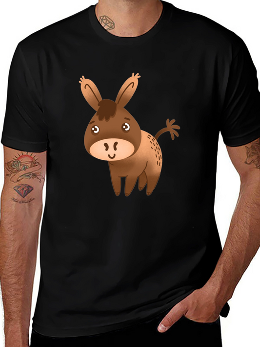 Cute Donkey Graphic Tee - Black Cotton Blend