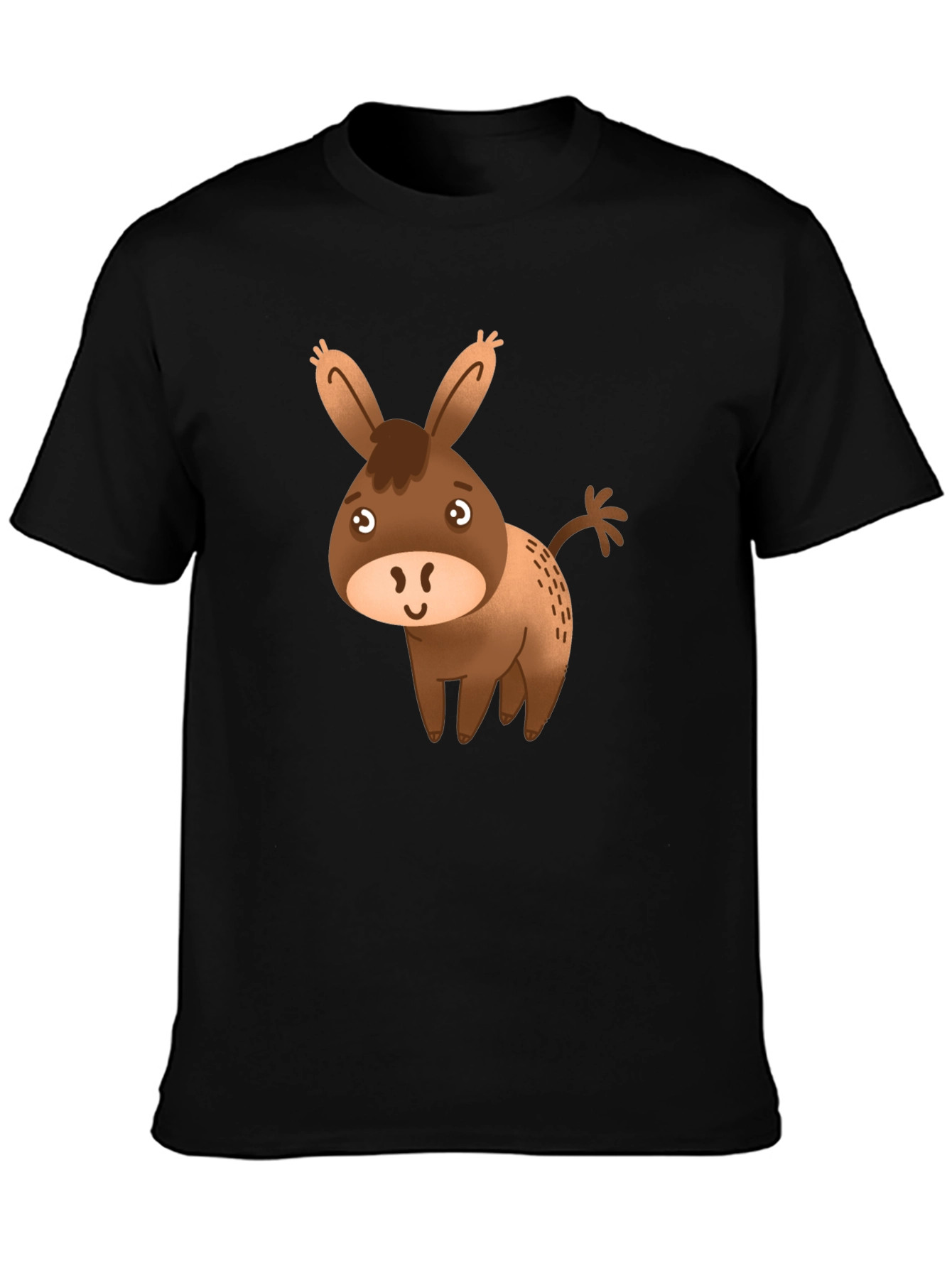 Cute Donkey Graphic Tee - Black Cotton Blend