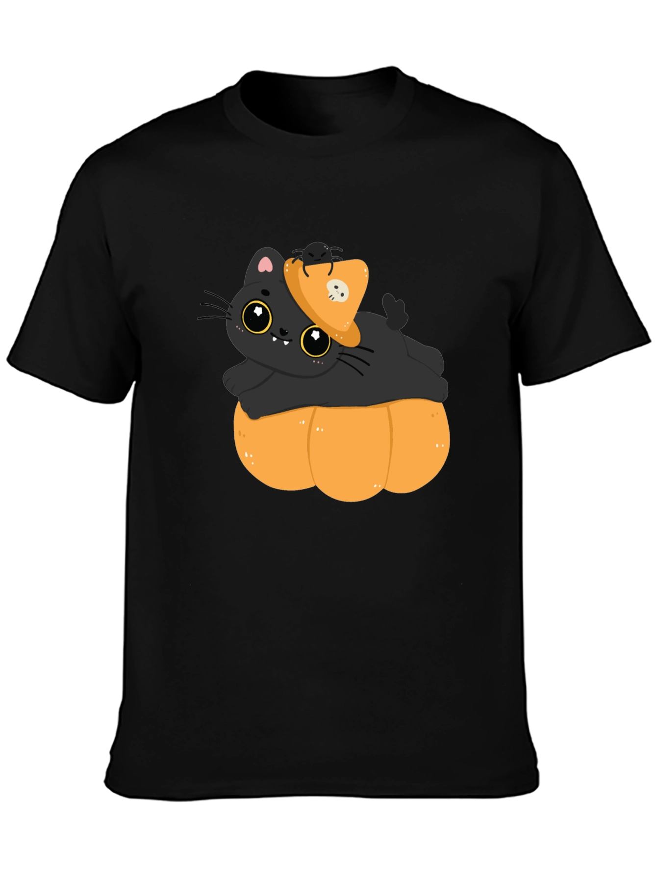 Cute Cat on Pumpkin Halloween T-Shirt
