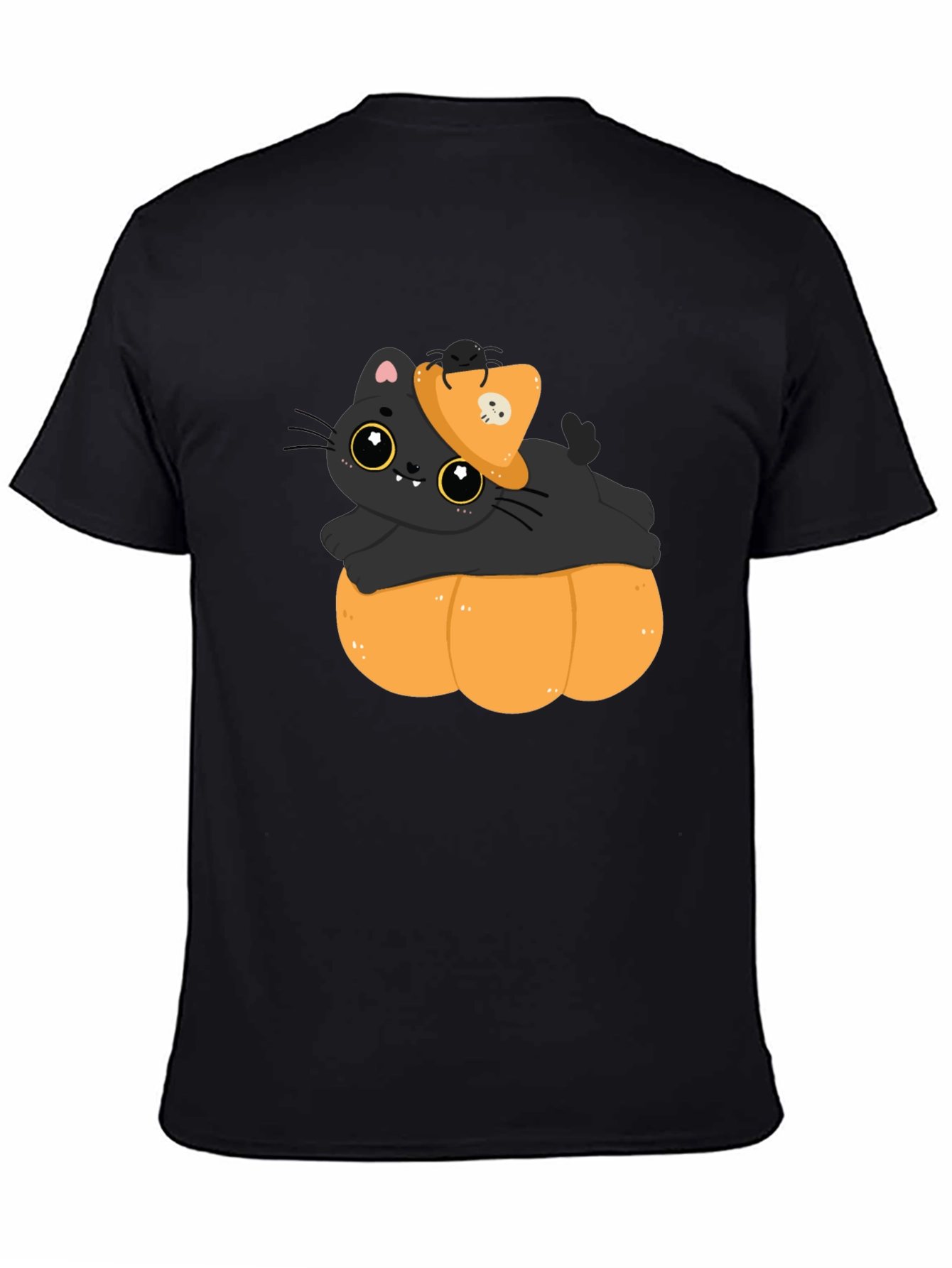 Cute Cat on Pumpkin Halloween T-Shirt
