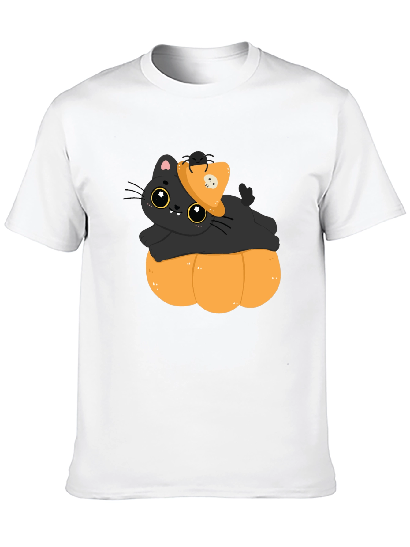 Cute Cat on Pumpkin Halloween T-Shirt