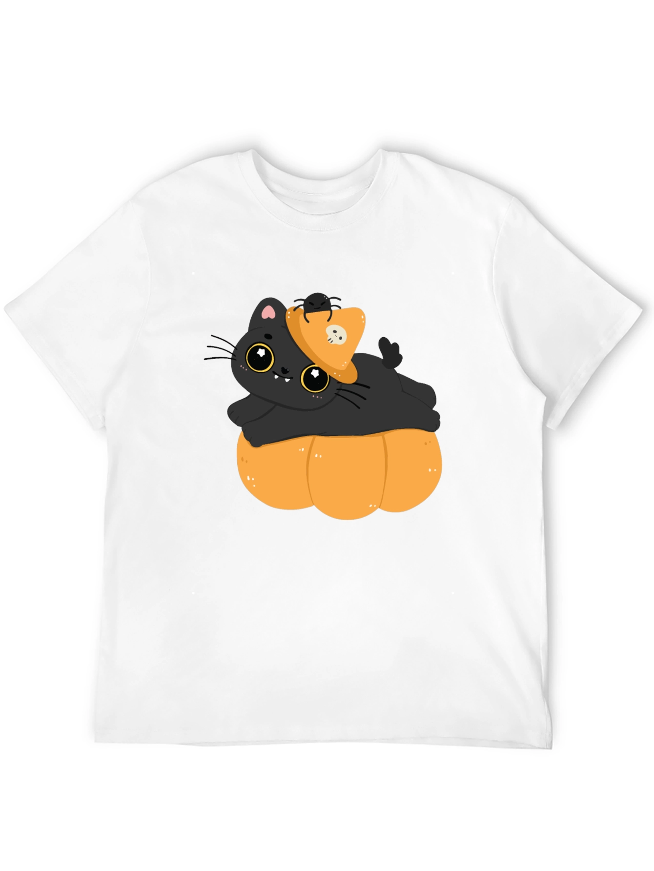 Cute Cat on Pumpkin Halloween T-Shirt