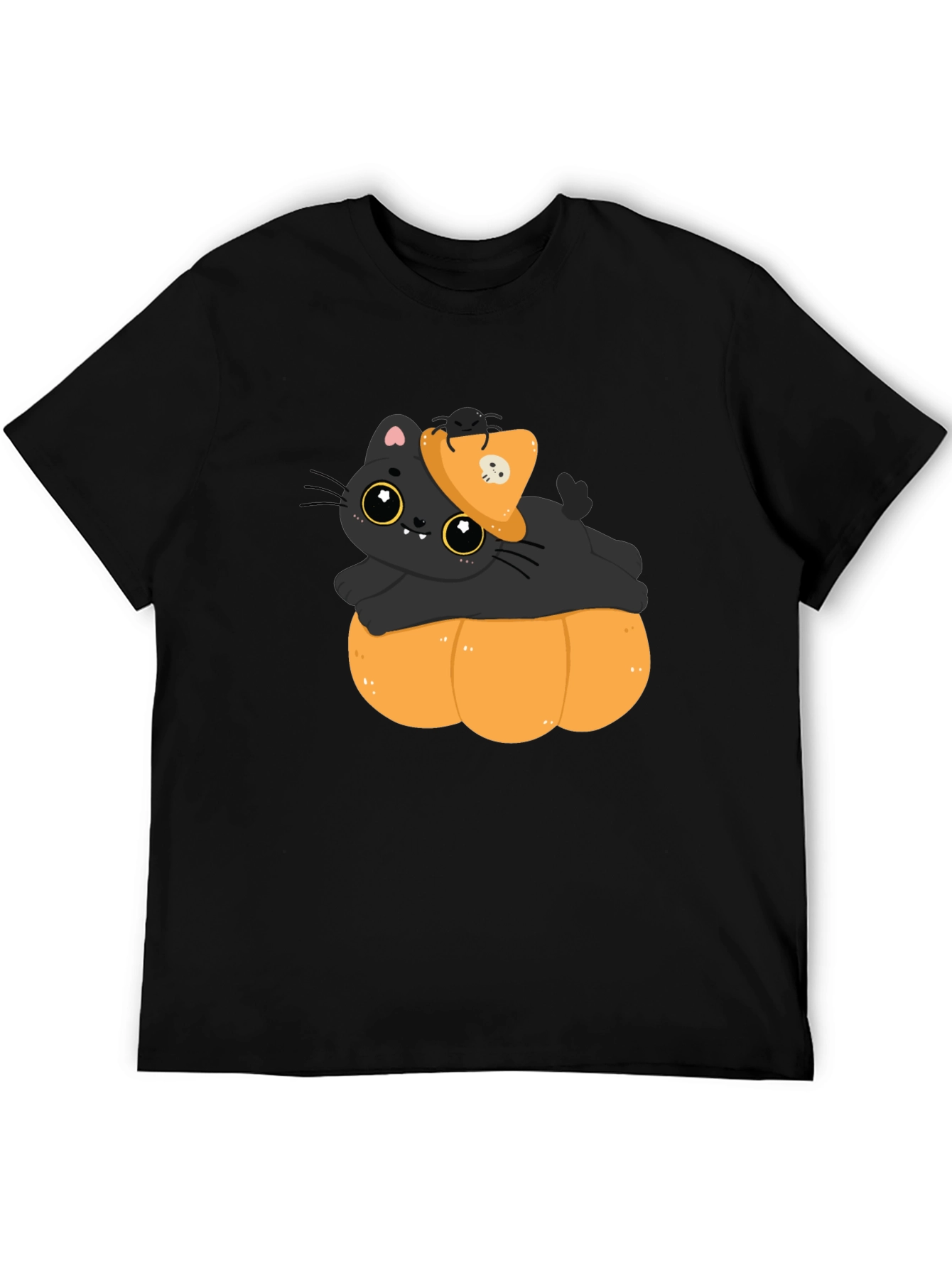 Cute Cat on Pumpkin Halloween T-Shirt