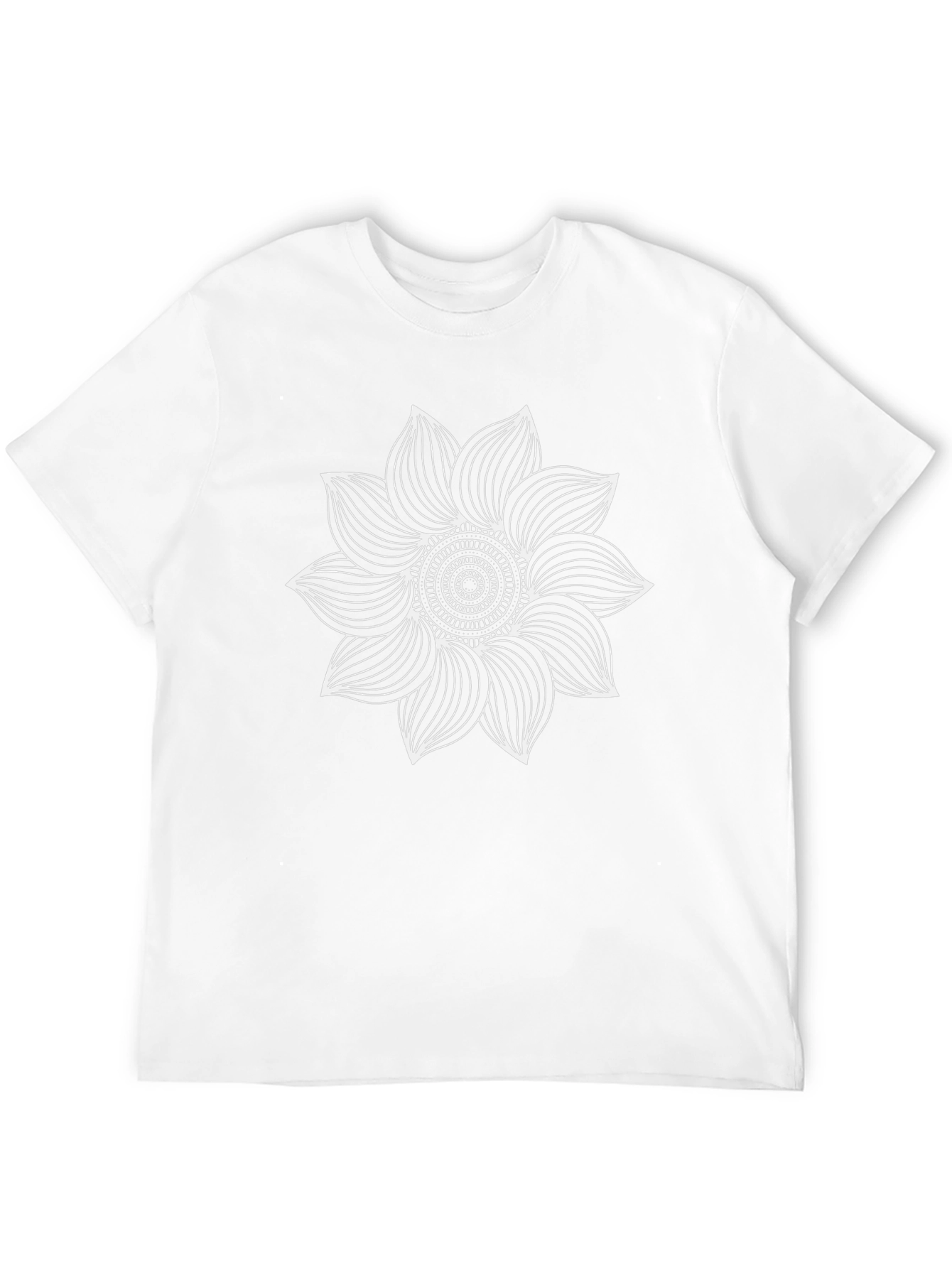 Black T-Shirt with White Flower Design