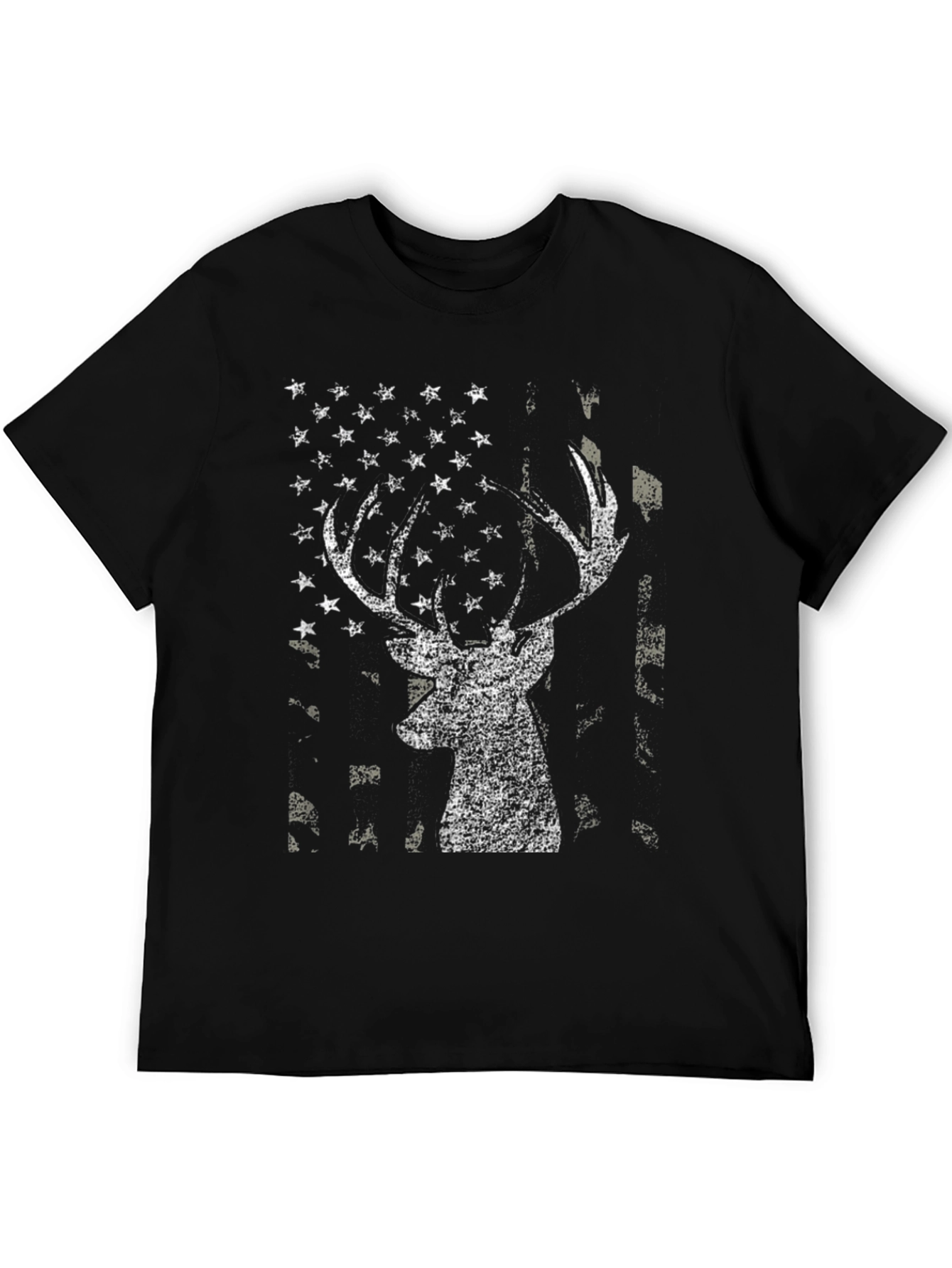Deer American Flag Graphic Tee - Black