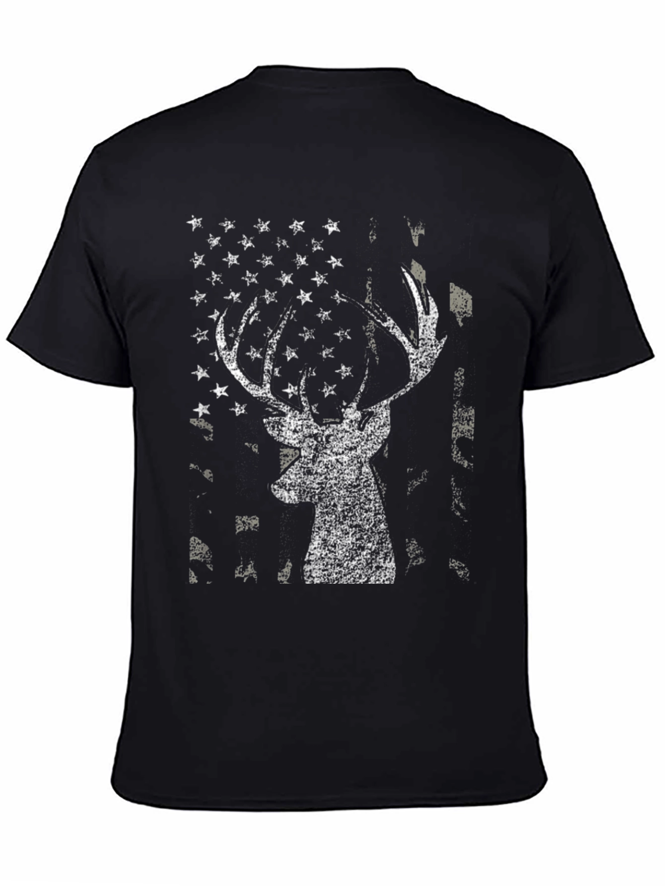 Deer American Flag Graphic Tee - Black