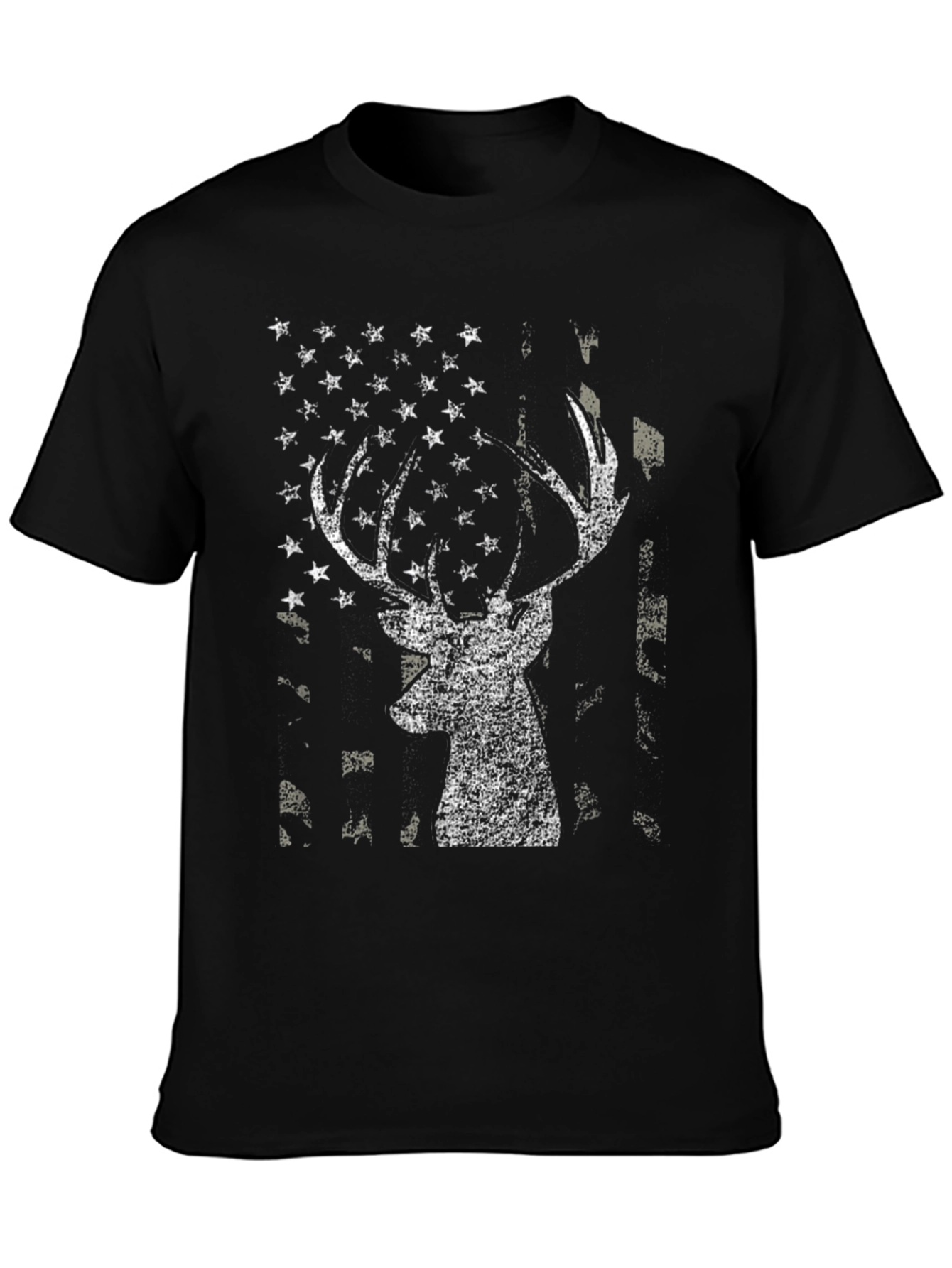 Deer American Flag Graphic Tee - Black