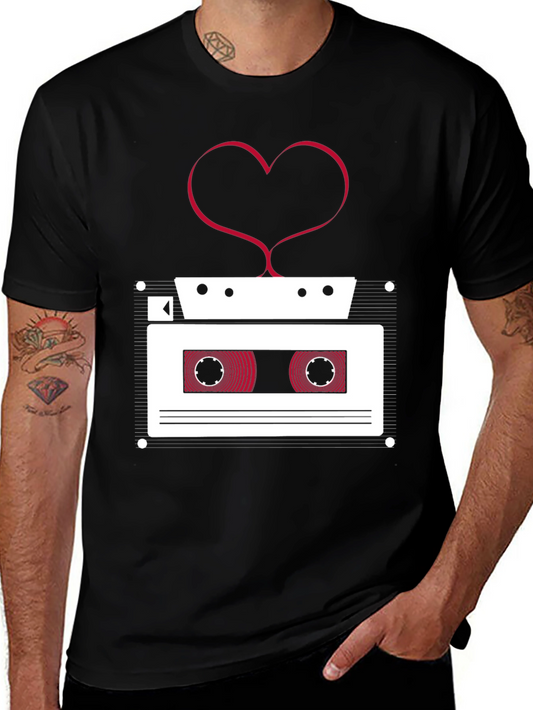 Retro Cassette Tape Heart T-Shirt - Music Lover Tee