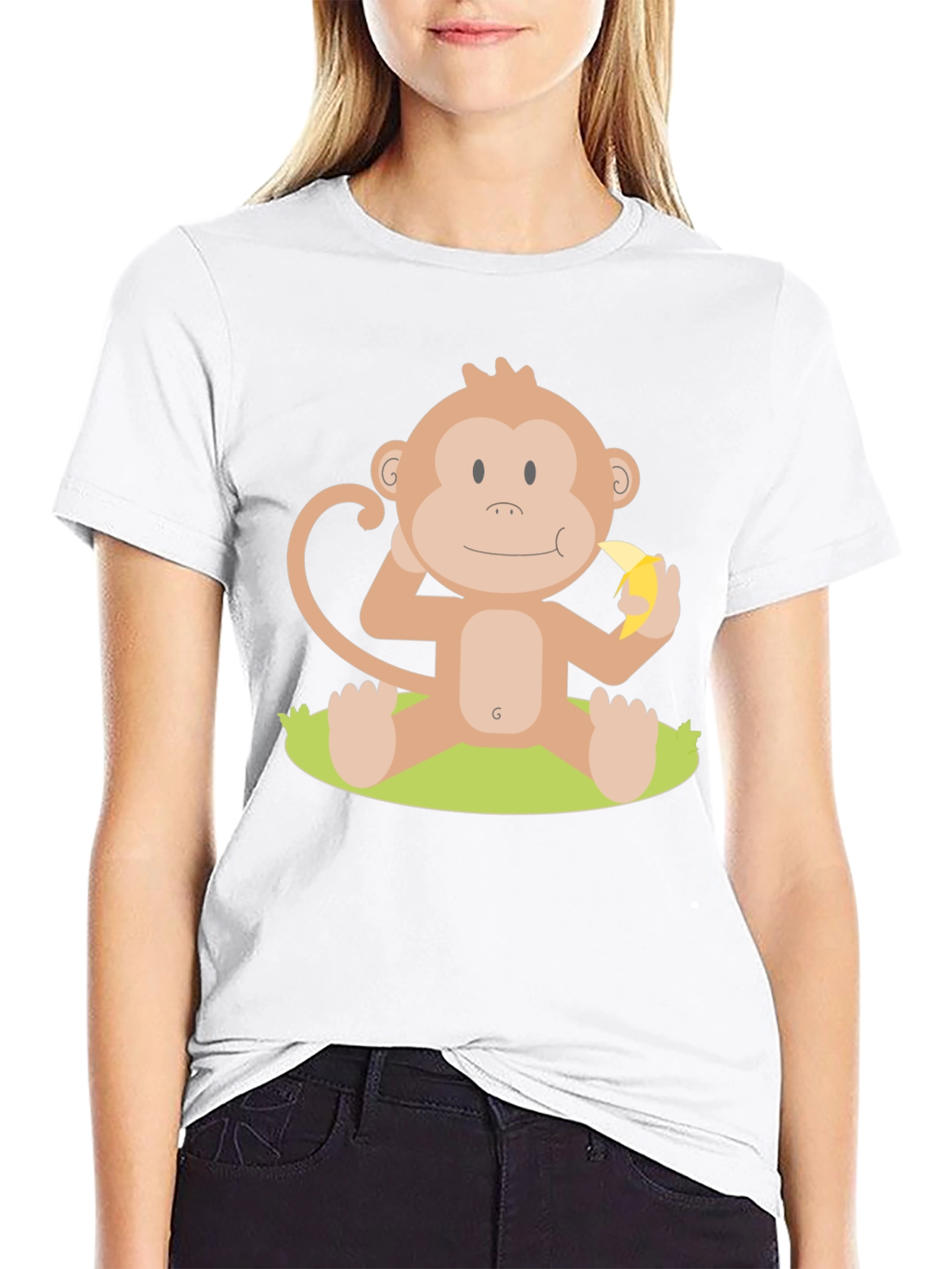 Monkey Eating Banana Graphic T-Shirt