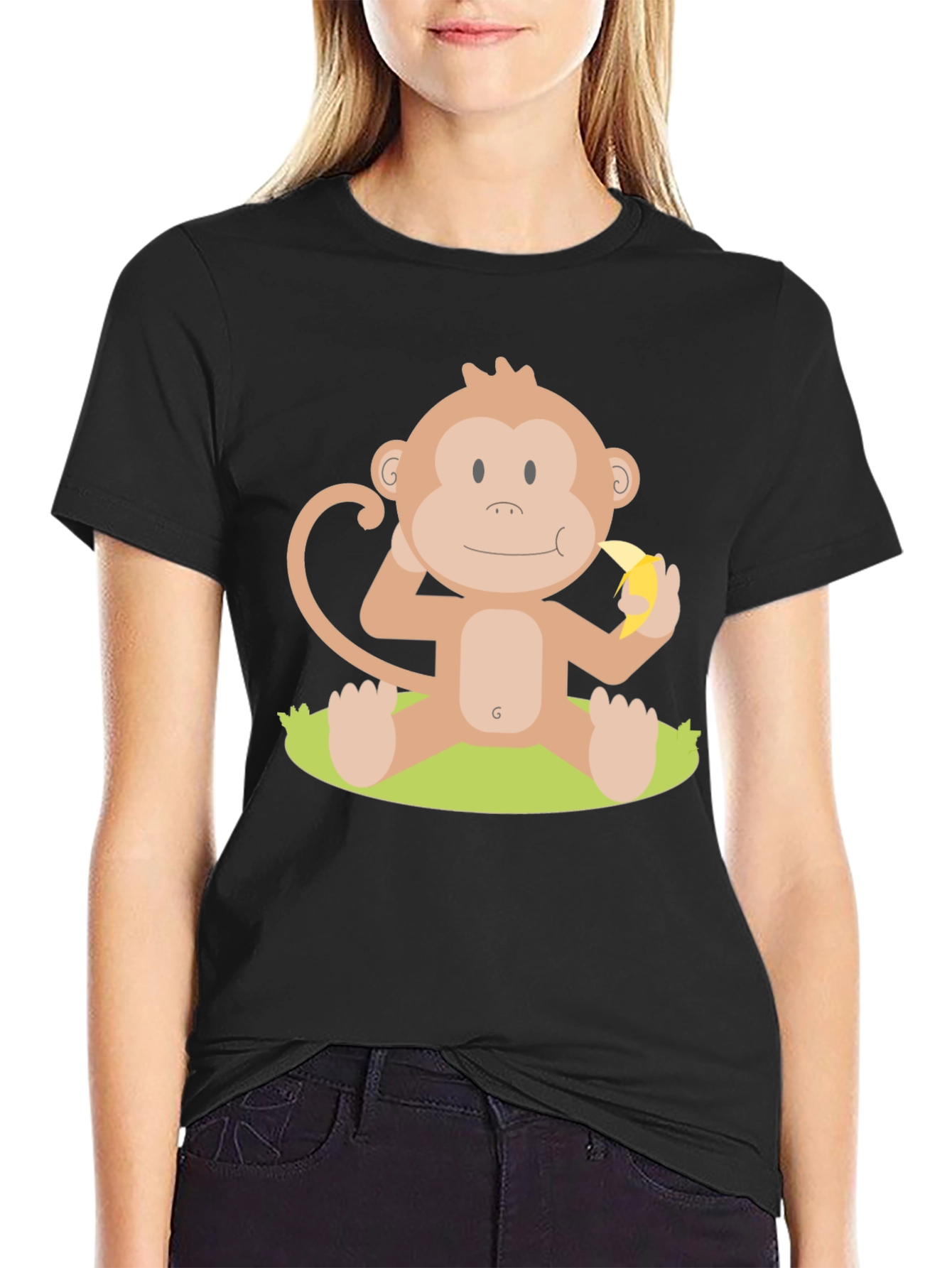 Monkey Eating Banana Graphic T-Shirt