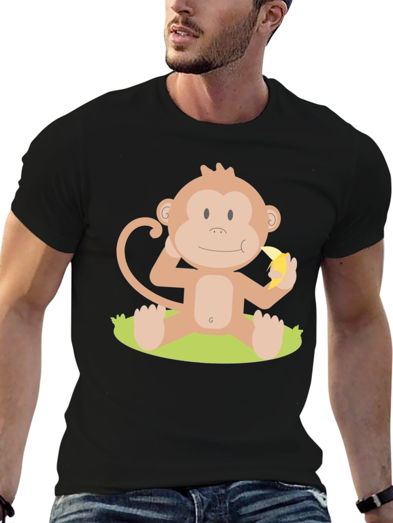 Monkey Eating Banana Graphic T-Shirt