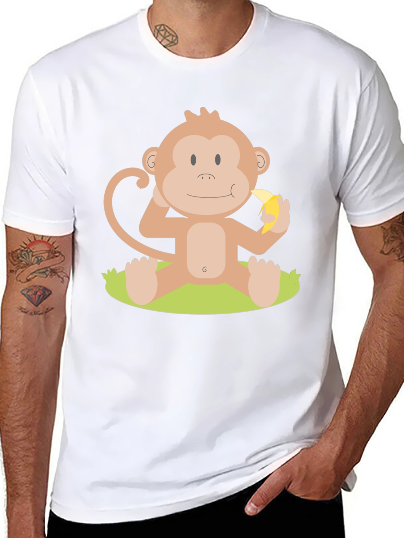 Monkey Eating Banana Graphic T-Shirt