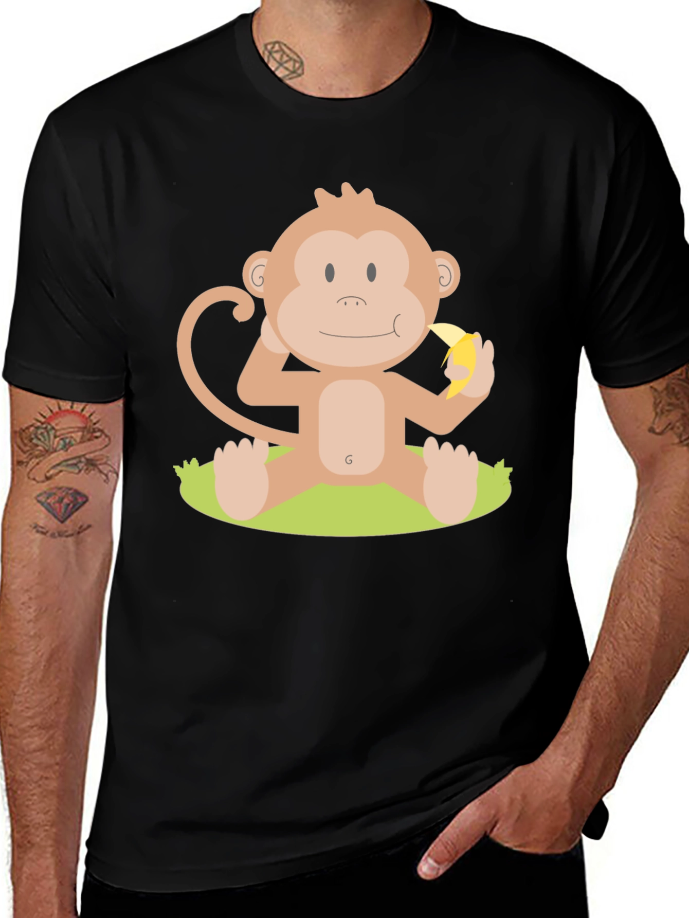 Monkey Eating Banana Graphic T-Shirt