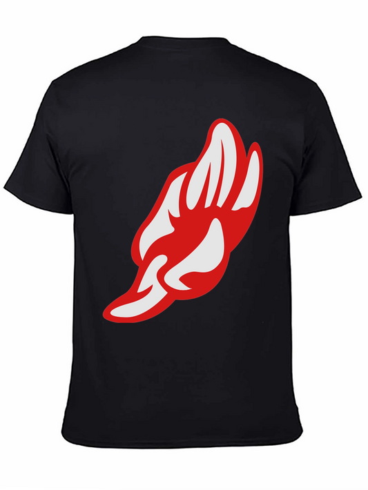 Graphic Tee - Red & White Paw Print on Black