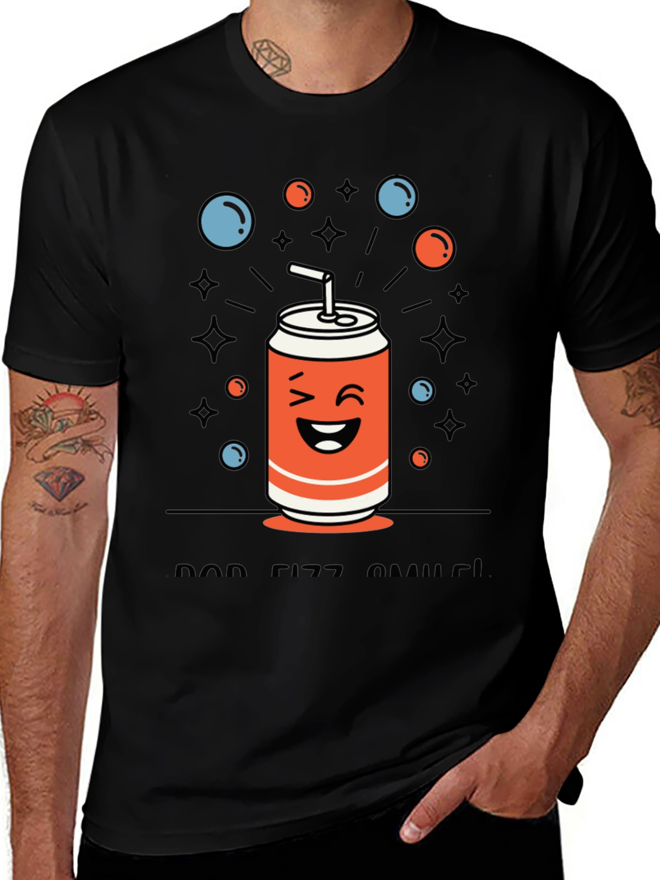 Funny Soda Can Graphic T-Shirt - Pop Fizz Smiles