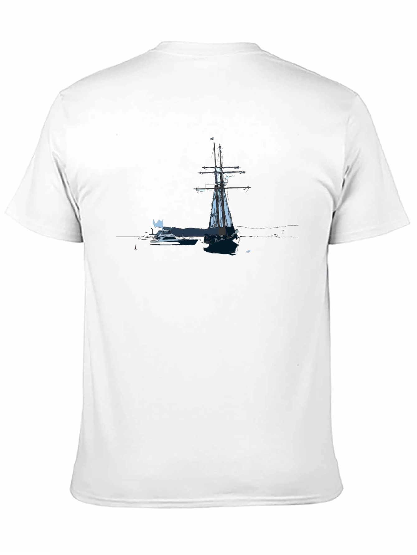Nautical Sailboat Graphic Tee - Black Cotton Blend