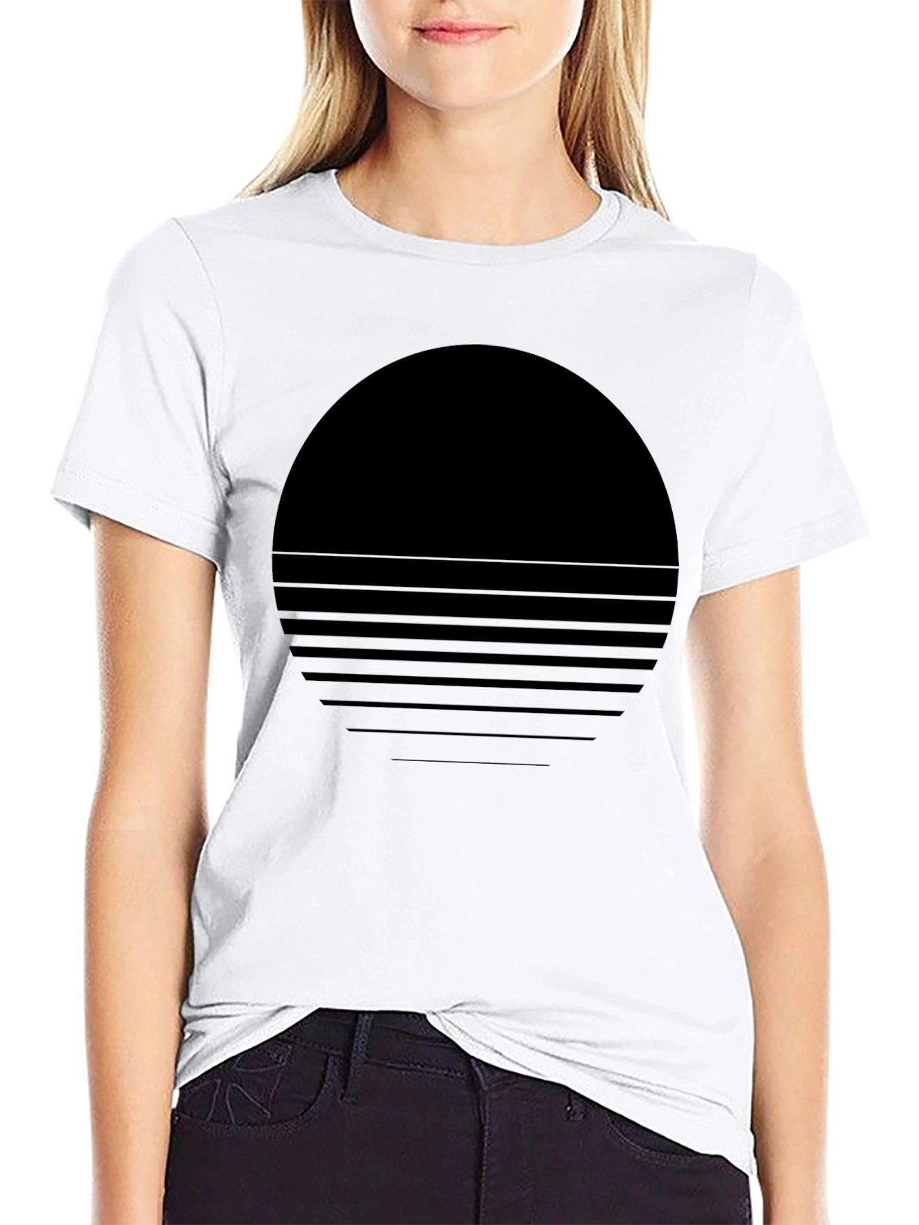 Retro Sunset Graphic Tee - Black