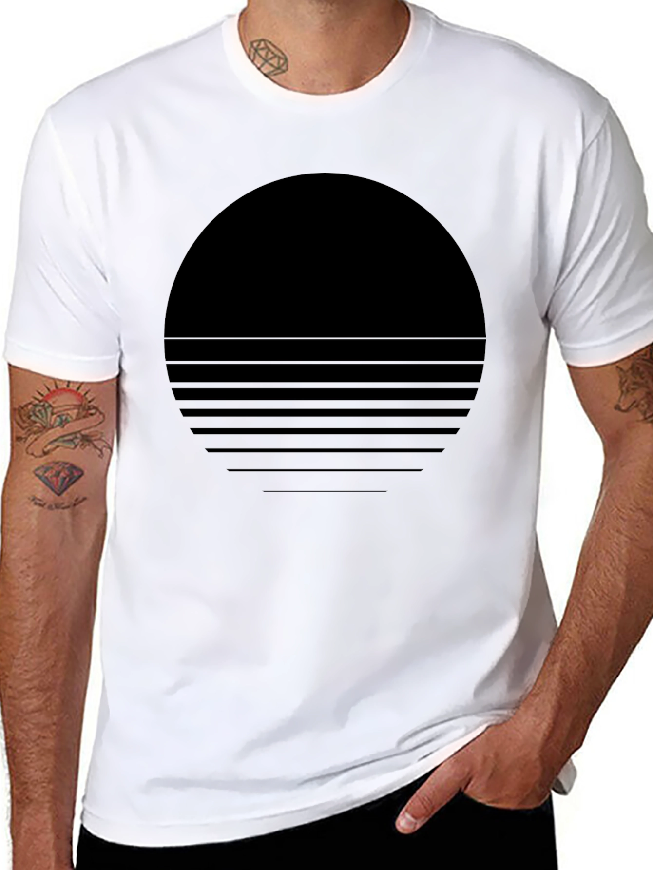 Retro Sunset Graphic Tee - Black