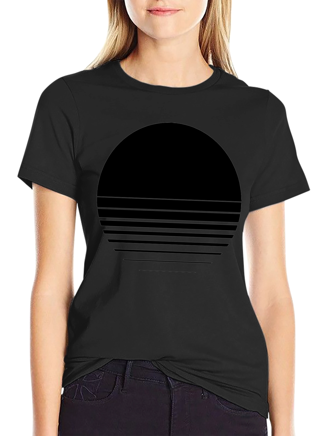 Retro Sunset Graphic Tee - Black