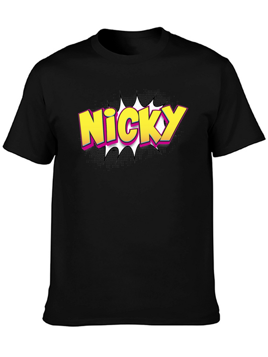 Nicky Comic Style Graphic Tee - Black