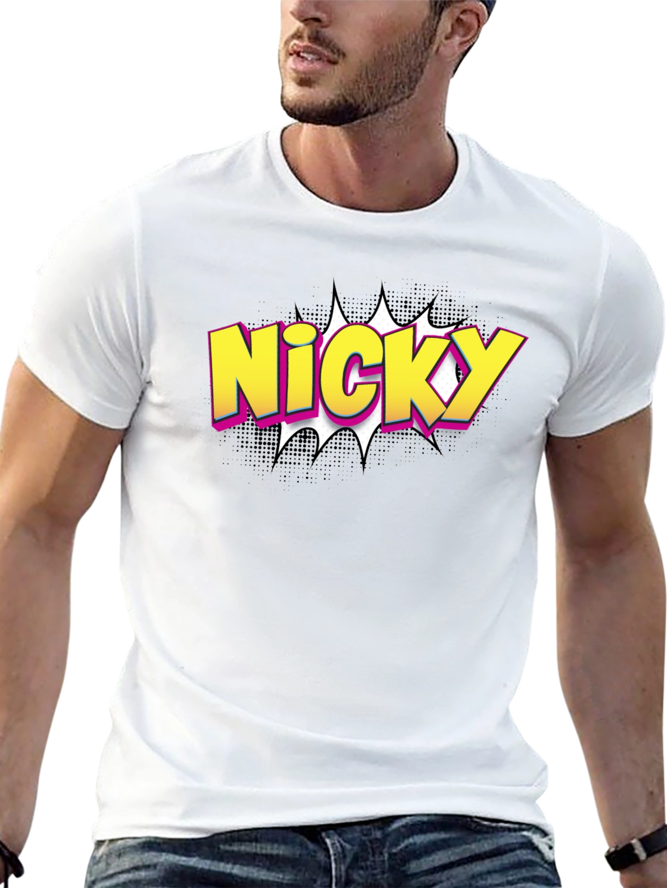 Nicky Comic Style Graphic Tee - Black