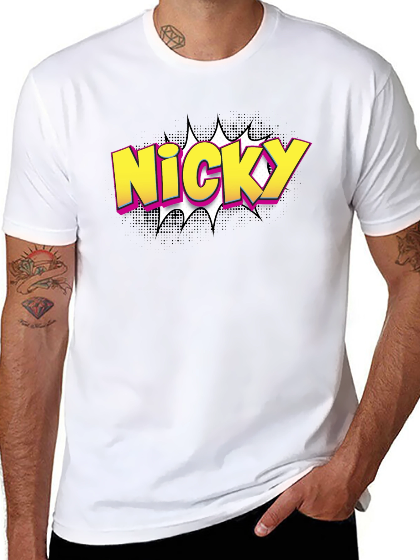 Nicky Comic Style Graphic Tee - Black