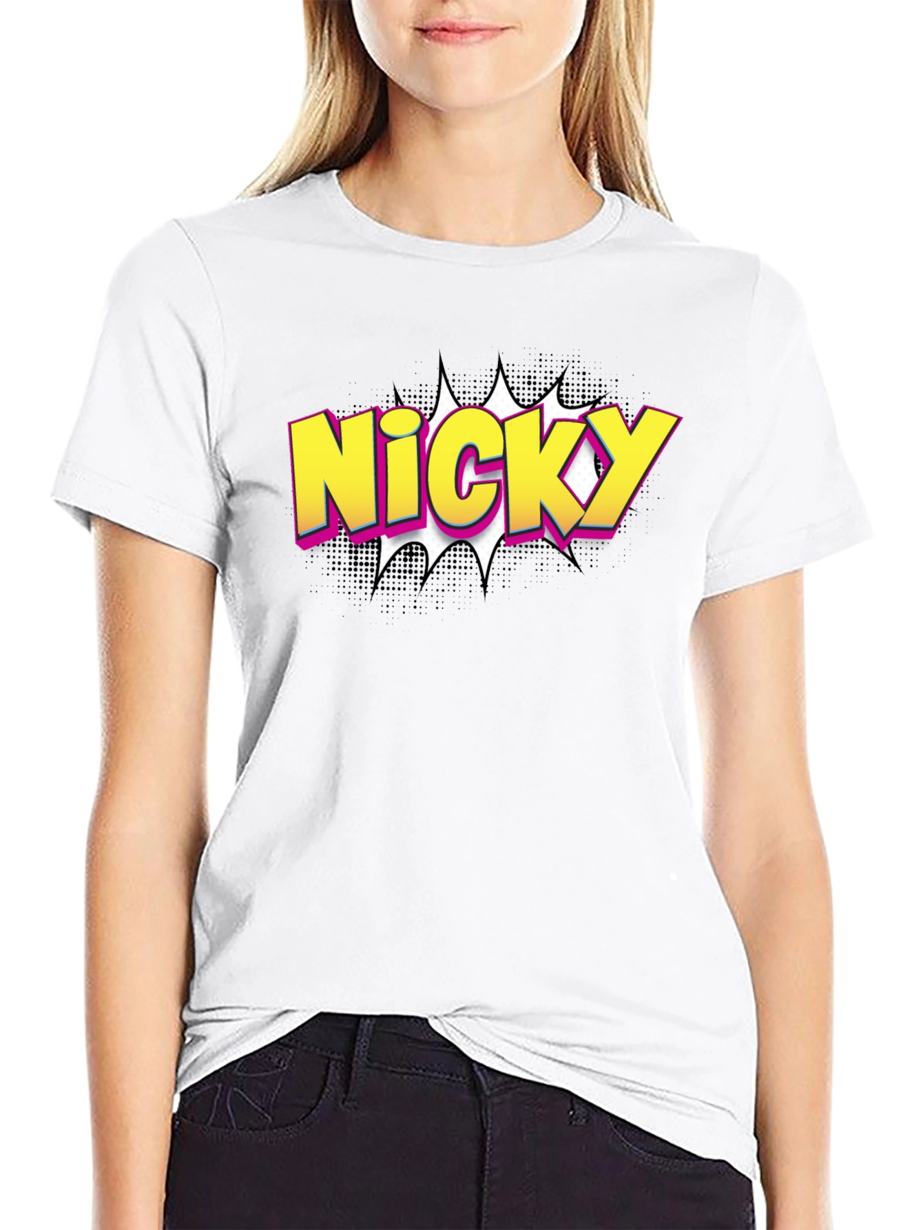 Nicky Comic Style Graphic Tee - Black